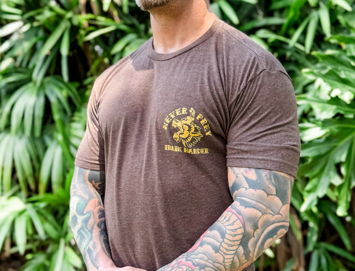 Never Prey Tee Brown