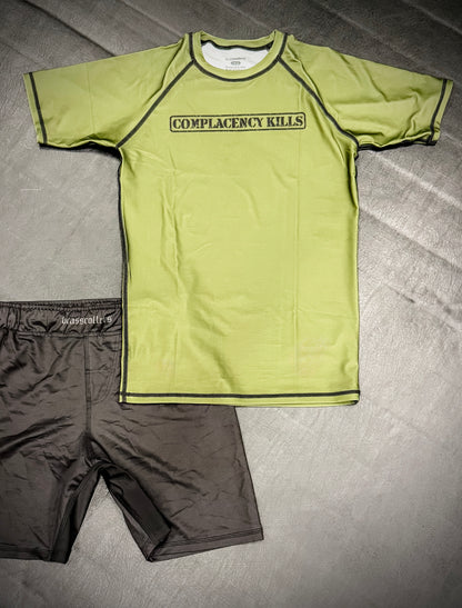 Complacency Kills Rash Guard OD Green